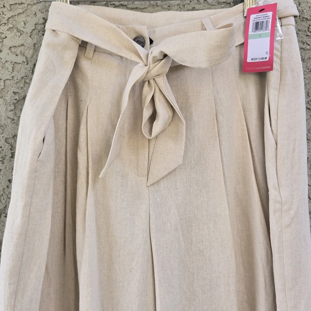 Vince Camuto Windswept Wonder Linen Pants Oyster Grey - Picture 2 of 7